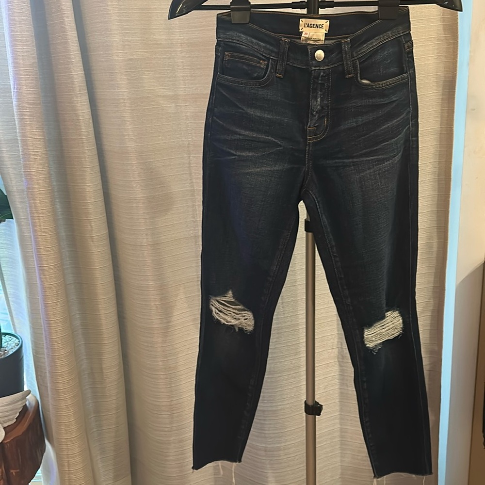 L’AGENCE Women's Distressed Blue Jeans
